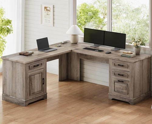 Farmhouse shaped desk - shaped,