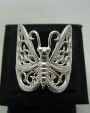 Bague en argent sterling véritable filigrane papillon massif poinçonné 925