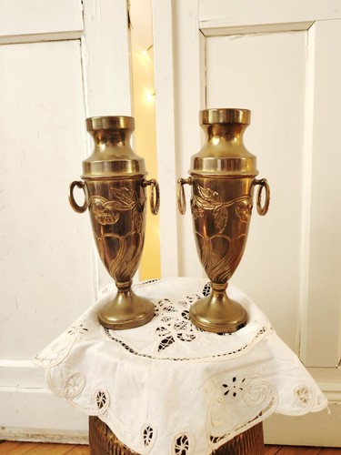 Paire vases dorés - vases, en