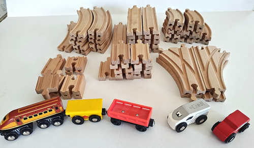 Wooden train railway set - wooden,