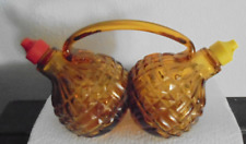 Ancien Service Huile Vinaigre vintage 60-70 verre pointe de diamant/ Déco table 