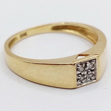 Bague chevalière art deco or 18k diamant taille brillant (circa 1970)