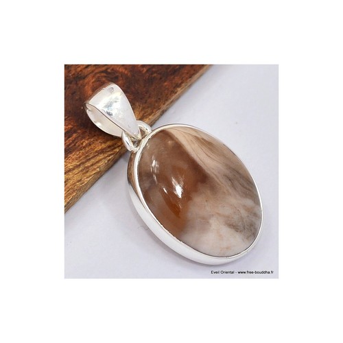 Pendentif oval bois fossilisé