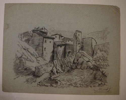Dessin village dans - dessin,