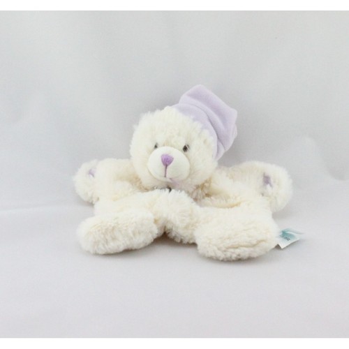 Doudou plat ours blanc - , mauve