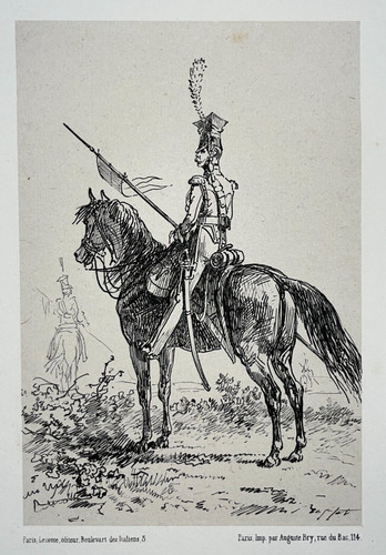 Soldat cheval lance - lance, gravure