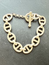 Ancien Bracelet Gourmette En Argent Massif Silver Maille chaine MURAT marine 