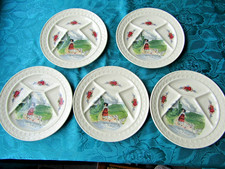 5 Assiettes a compartiment fondue en faïence de Sarreguemines Obernai