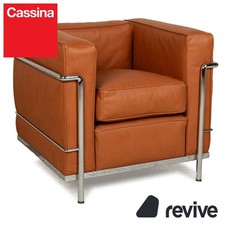 Cassina Le Corbusier LC 2 Vegan Cuir Fauteuil Braun Cognac Neubezug Chrome
