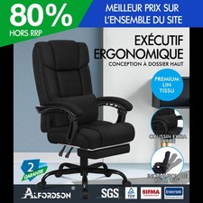ALFORDSON Fauteuil de Bureau Ordinateur Gaming Siège Tissu Recliner Noir Matière