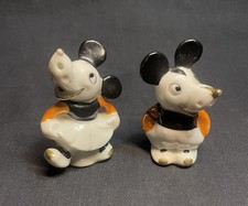 Ancienne paire de salière poivrière en porcelaine, Mickey mouse, Minnie, Disney