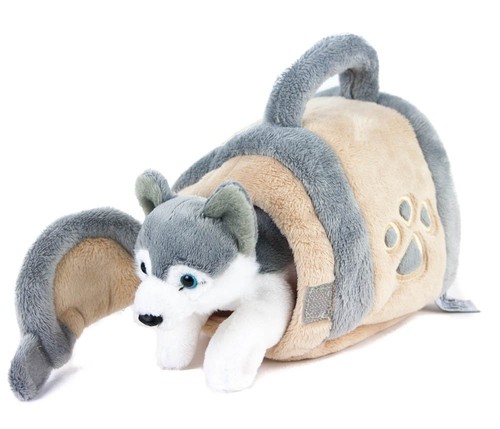 Peluche husky dans une niche - dans,