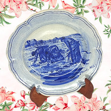 Assiette plate faïence ancienne céramique française vintage collection almi XXe