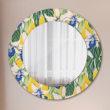 Miroir avec Cadre en verre Miroir Suspendu orchidées bleues et jaunes