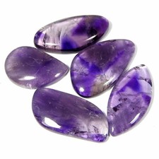 Pierres précieuses cabochon fantaisie en agate améthyste bleue naturelle...