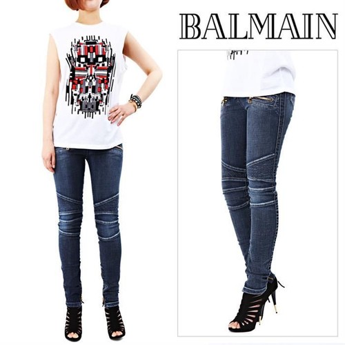 Balmain women biker jeans - women's,
