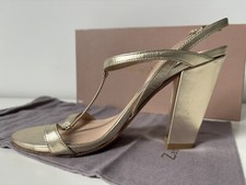 Sandales à talon dorés or Manas  38 tout cuir gold heels sac et boite Zadig