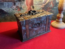 Art Populaire - Ancienne Boîte Coffret Bois Sculpté Forêt Noire Chalet Montagne