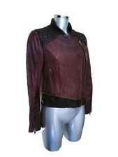 THE KOOPLES - Blouson cuir agneau bordeaux noir - Taille M / 38 fr - Tbe