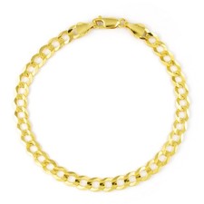 Bracelet En Chaîne Curb Cubain En Or Jaune 14K Solide Pour Hommes/Femmes 6Mm 7"