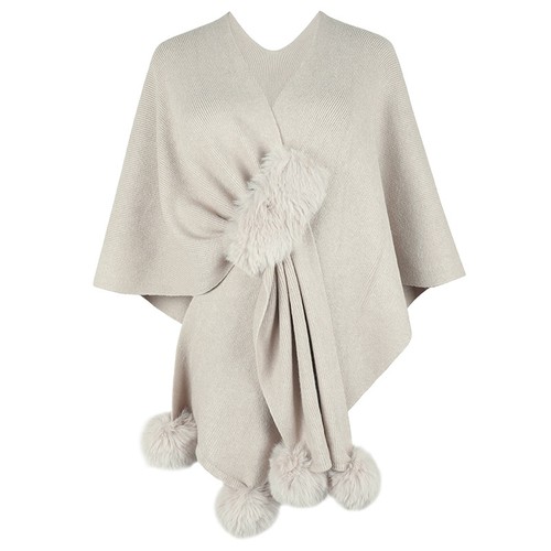 Châle tricoté avec pompons - tricoté,
