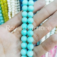 Naturel Bleu Amazonite,Pierre Précieuse Collier,Rond à Facettes Balles,Jade