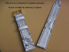 18 mm BRACELET PYTHON VÉRITABLE GRIS CLAIR LUXE CONFORT DONNE DE LA PRESTANCE
