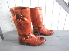 Bottes motardes en cuir marron