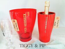 Piper Heidsieck Champagne Ice Buckets. Red Acrylic French Champagne Coolers