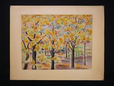 Evelyne DUFAU (?-1937) Vue d'un jardin au Maroc Orientalisme Fauvisme 39 x 50 cm