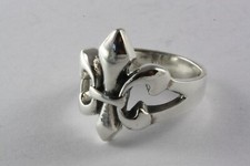Fleur de Lys Royal Lis Gothique Anneau 925 Argent Véritable Bague en / 300