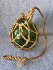 Lampe Suspension Boule Flotteur Verre Vert Filet Marine Bateau Electrifiable 