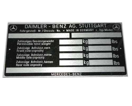 Plaque données châssis - données,