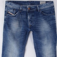 Hommes Diesel DARRON Ajusté Tapered Bleu Jeans W34 L34
