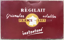TÔLE PUBLICITAIRE FRANCE LAIT RÉGILAIT ORIGINALE NO PLAQUE ÉMAILLÉE