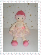 ㊴ - Doudou Poupée de Chiffon Lili Fleur de Coton Rose Coeurs    Corolle 36 cm