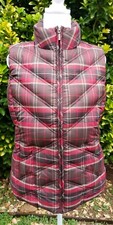 Eddie Bauer Red Multicolor Plaid Xmas Goose Down Quilted Puffer Vest S