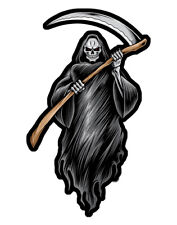 STICKER LA FAUCHEUSE LA MORT AUTOCOLLANT TETE DE MORT SKULL FB021