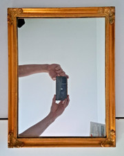 Ancien miroir bois doré 34x44 cm – ornement feuillage – style Louis XV / vintage