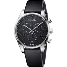 Montre Homme CK CALVIN KLEIN STEADFAST K8S271C1 Chrono Cuir Noir
