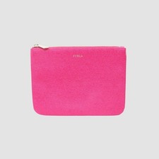 Portefeuille Furla en cuir rose zippé autour du créateur authentique