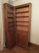 BUFFET HAUT / BIBLIOTHEQUE D' ANGLE EPOQUE 1980/90 DE STYLE ANCIEN EN MERISIER