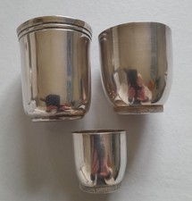 2 Timbales argent CHRISTOFLE + coquetier XXe