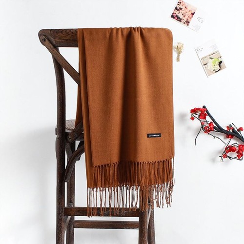 Large écharpe unie marron - unie,