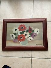 Peinture À L.huile Encadrée Bouquet 29x41 Vintage Signee