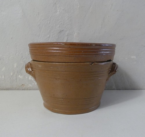 Ancien saloir grès pot à - en,