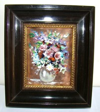 En émaux de Limoges, signé Piotet, étincelant bouquet de fleurs    #1801#