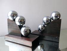 Serre Livres  Art Déco Moderniste ébène de macassar et chrome style Adnet