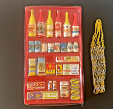 JOUET ANCIEN - EPICERIE JOUET VINTAGE - RARE PRESENTOIR  34 PIECES FACTICES