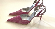 Escarpins en Cuir Fushia Avec Strass Svarowski-Sacco 1823-Italy-Taille 37,5